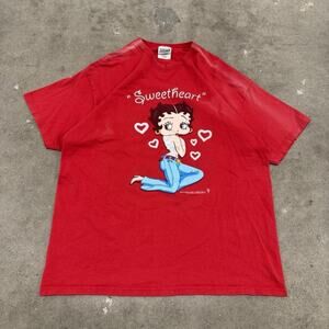 VINTAGE 00s BETTY BOOP SWEETHEART PARAMOUNT MOVIE FILM CARTOON RED T SHIRT XL